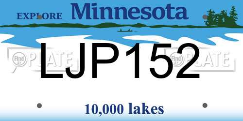 LJP152 Minnesota License Plate