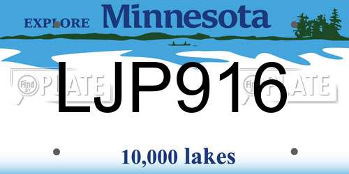 LJP916 Minnesota License Plate