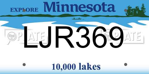 LJR369 Minnesota License Plate