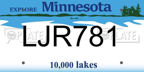 LJR781 Minnesota License Plate