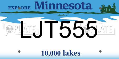 LJT555 Minnesota License Plate