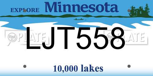 LJT558 Minnesota License Plate
