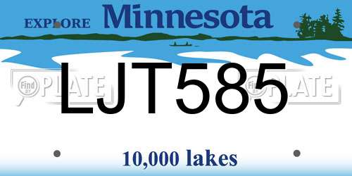 LJT585 Minnesota License Plate