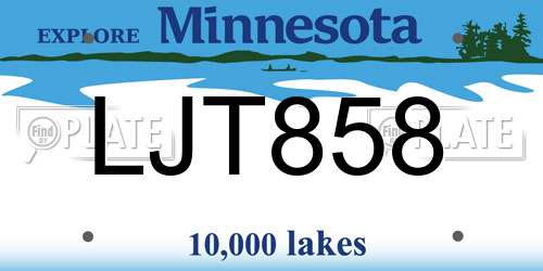 LJT858 Minnesota License Plate