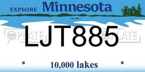 LJT885 Minnesota License Plate