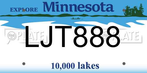LJT888 Minnesota License Plate