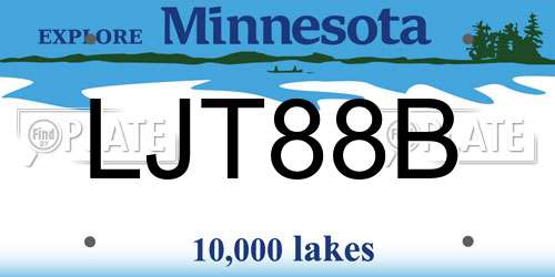 LJT88B Minnesota License Plate