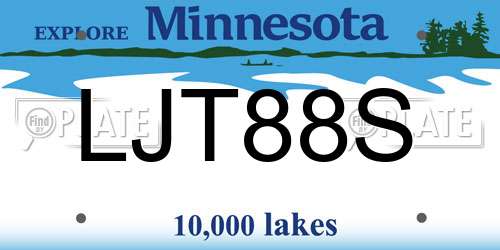 LJT88S Minnesota License Plate