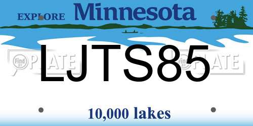 LJTS85 Minnesota License Plate