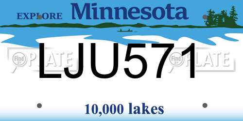 LJU571 Minnesota License Plate