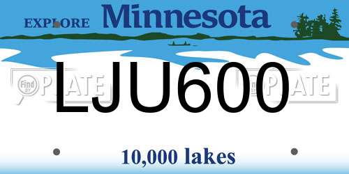 LJU600 Minnesota License Plate