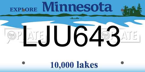 LJU643 Minnesota License Plate