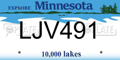 LJV491 Minnesota License Plate