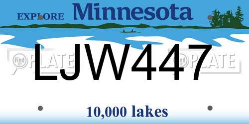 LJW447 Minnesota License Plate