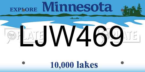 LJW469 Minnesota License Plate