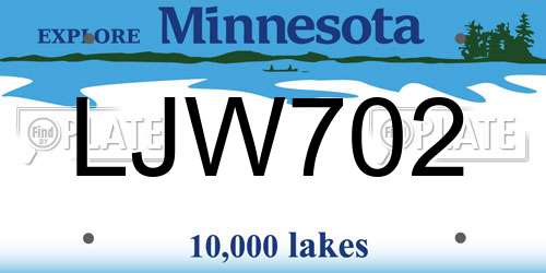 LJW702 Minnesota License Plate