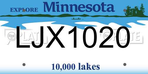 LJX1020 Minnesota License Plate