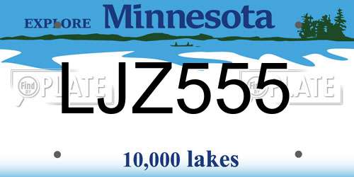 LJZ555 Minnesota License Plate