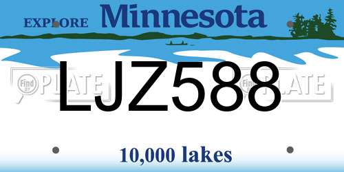 LJZ588 Minnesota License Plate