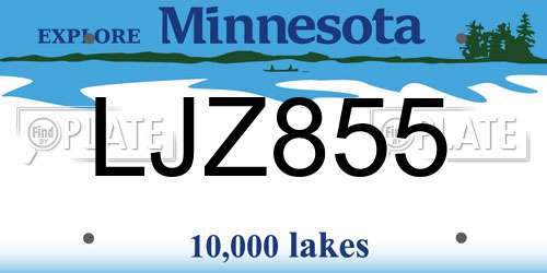 LJZ855 Minnesota License Plate
