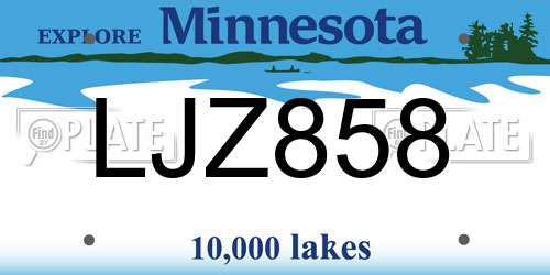 LJZ858 Minnesota License Plate
