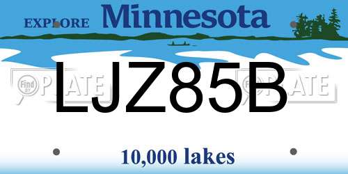 LJZ85B Minnesota License Plate