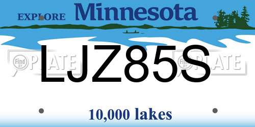 LJZ85S Minnesota License Plate