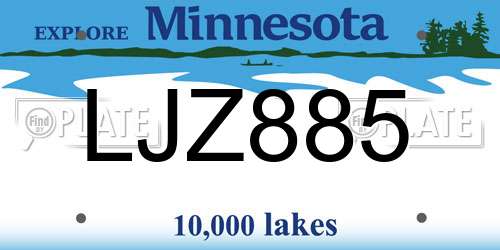 LJZ885 Minnesota License Plate