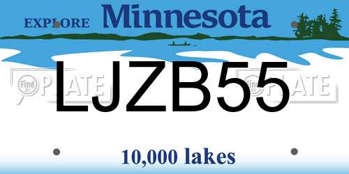 LJZB55 Minnesota License Plate