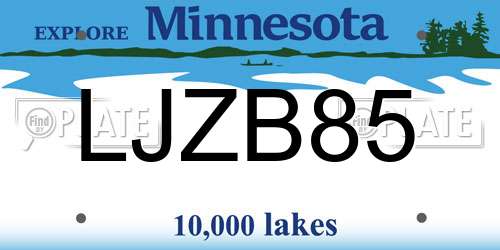 LJZB85 Minnesota License Plate