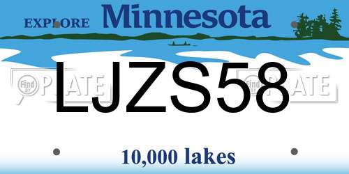 LJZS58 Minnesota License Plate