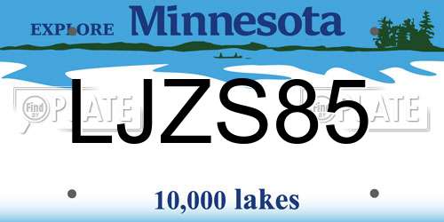 LJZS85 Minnesota License Plate