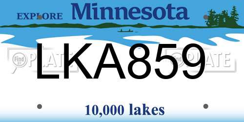 LKA859 Minnesota License Plate