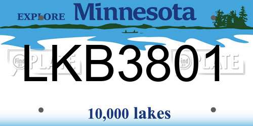 LKB3801 Minnesota License Plate