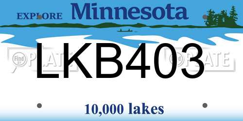 LKB403 Minnesota License Plate