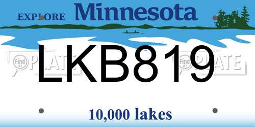 LKB819 Minnesota License Plate