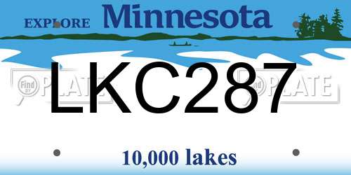 LKC287 Minnesota License Plate