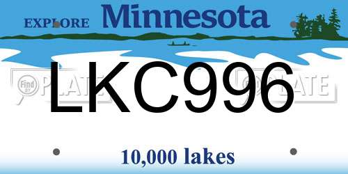 LKC996 Minnesota License Plate