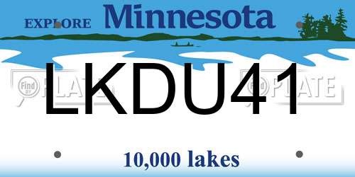 LKDU41 Minnesota License Plate