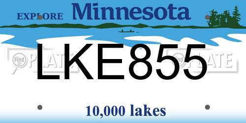 LKE855 Minnesota License Plate