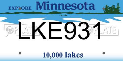 LKE931 Minnesota License Plate