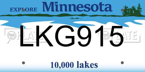 LKG915 Minnesota License Plate