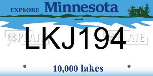 LKJ194 Minnesota License Plate