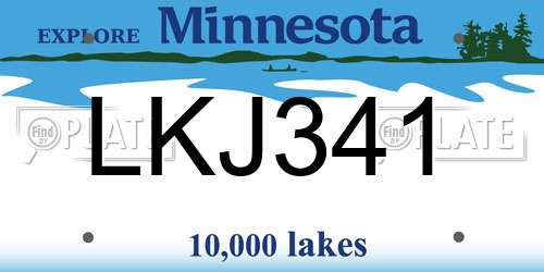 LKJ341 Minnesota License Plate