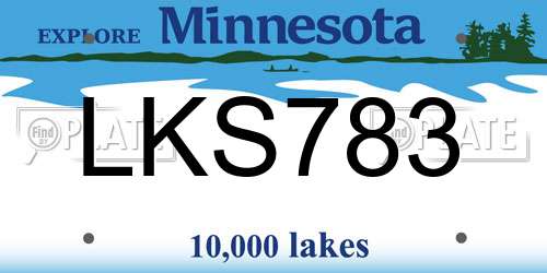 LKS783 Minnesota License Plate