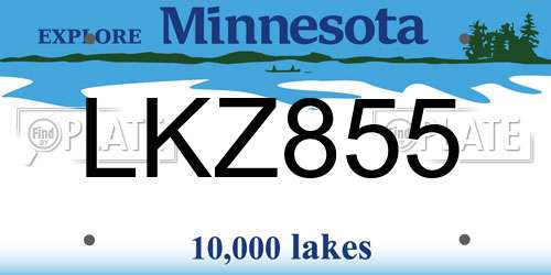 LKZ855 Minnesota License Plate