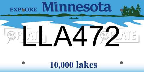 LLA472 Minnesota License Plate