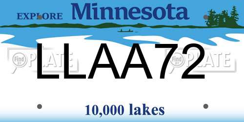 LLAA72 Minnesota License Plate
