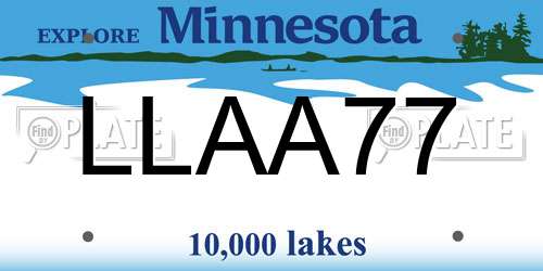 LLAA77 Minnesota License Plate