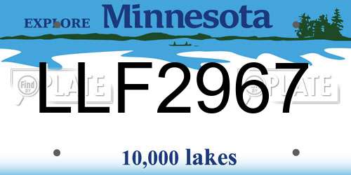 LLF2967 Minnesota License Plate